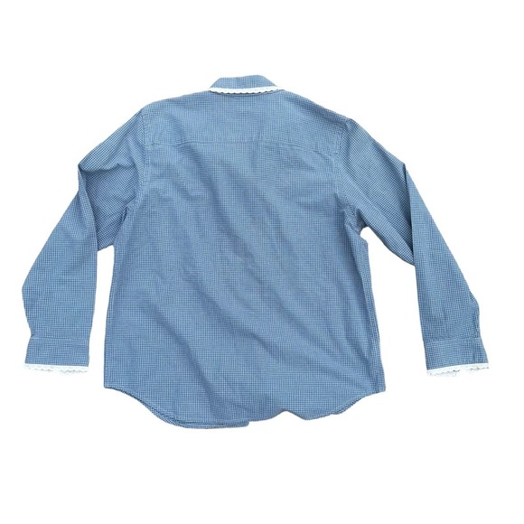 Ralph Lauren Pajama Top Womens Long Sleeve Lace Button Down Cotton Blue Large - Picture 6 of 8